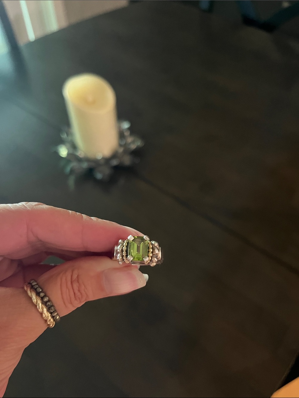 Lagos Vintage Peridot Sterling Silver Glacier Caviar 18k Gold Ring Size 7 - Picture 6 of 7